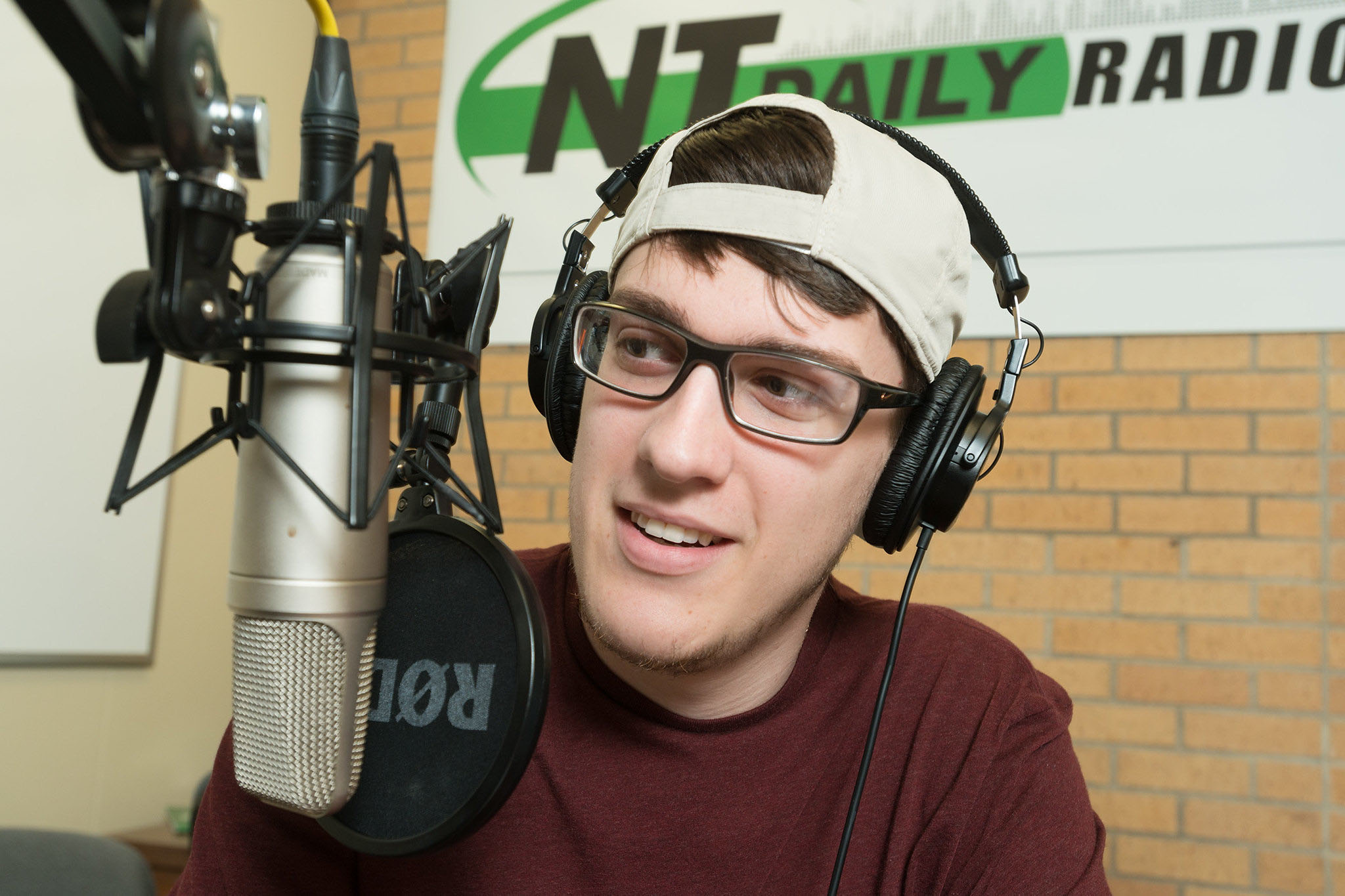 broadcast student using microphone